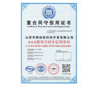 重合同守信用證書